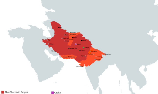 The Ghaznavid Empire at its maximum extent